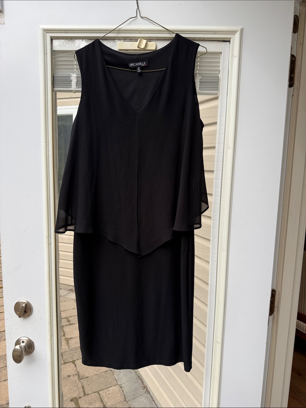 Picadilly Fashion Black Layered V-Neck Midi Dress